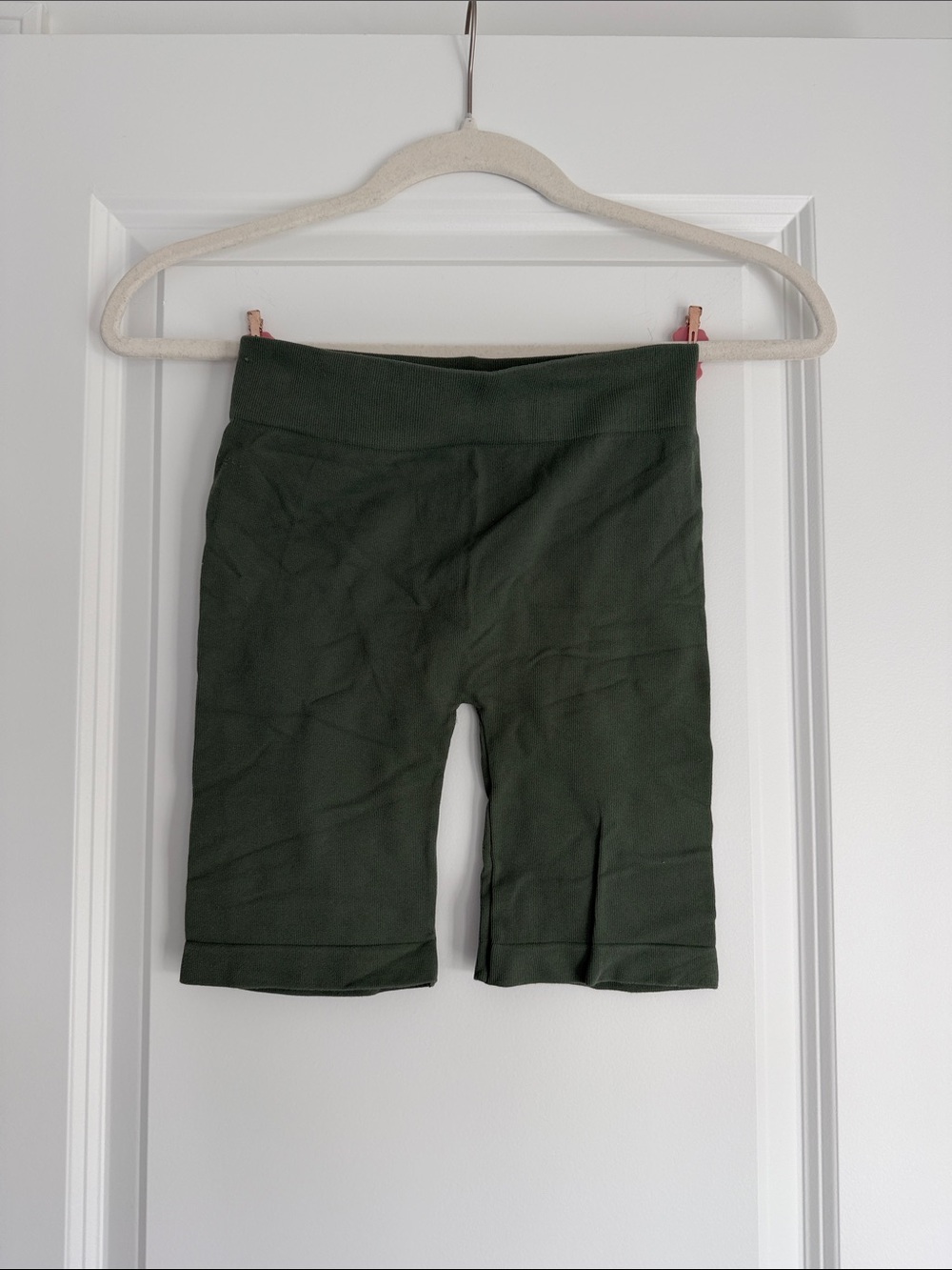 Free People Intimately Green Ribbed Biker Shorts